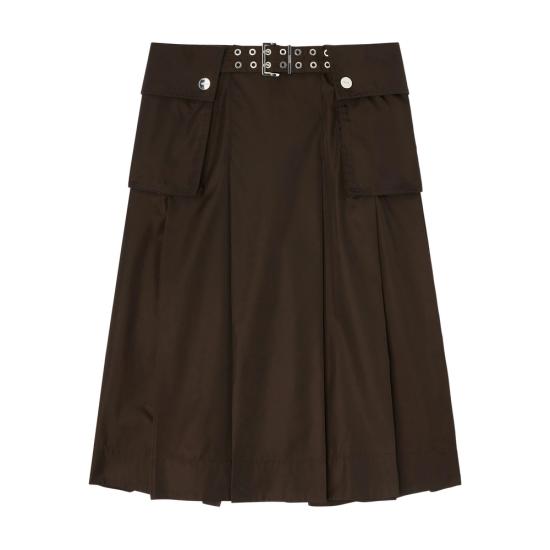 26SS 가니 듀체스 나일론 플리츠 미디 스커트 A1090054 ZWX BROWN