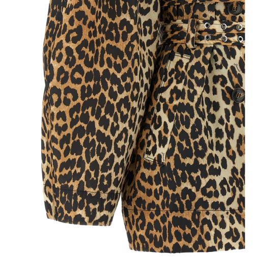 26SS 가니 레오파드 쇼트 트렌치 코트 A1010074 859 BROWN BLACK - GANNI