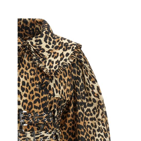 26SS 가니 레오파드 쇼트 트렌치 코트 A1010074 859 BROWN BLACK - GANNI