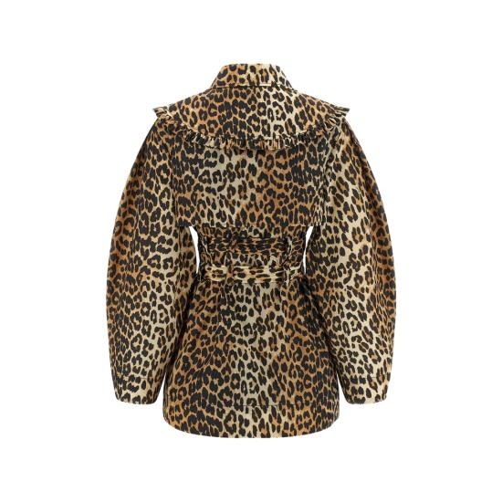 26SS 가니 레오파드 쇼트 트렌치 코트 A1010074 859 BROWN BLACK - GANNI