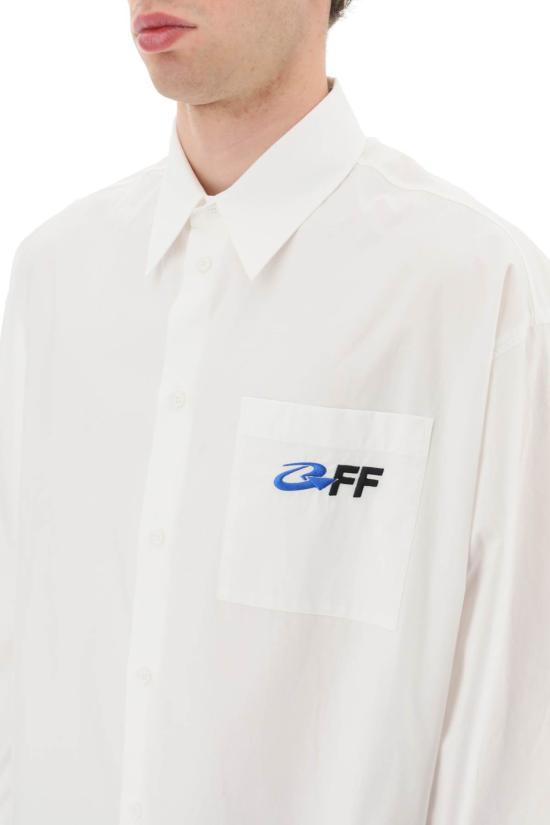  오프화이트 자켓 이펙트 오포짓 코튼 오버셔츠 화이트 블랙 - OFF WHITE