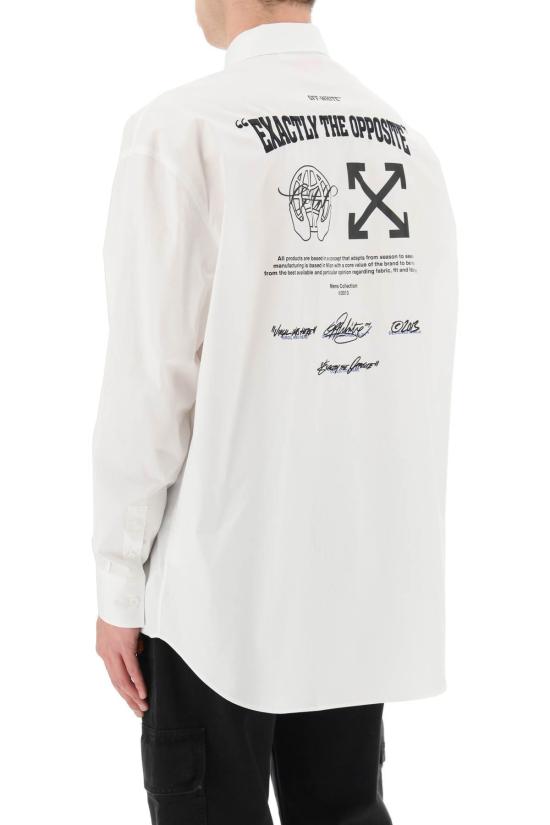  오프화이트 자켓 이펙트 오포짓 코튼 오버셔츠 화이트 블랙 - OFF WHITE
