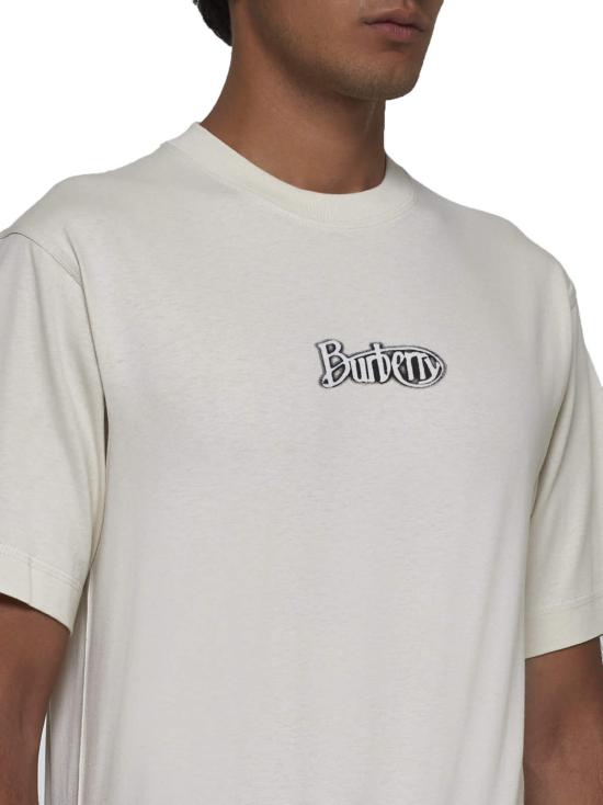  버버리 반팔 티셔츠 샌드 코튼 티셔츠 툰드라 - BURBERRY