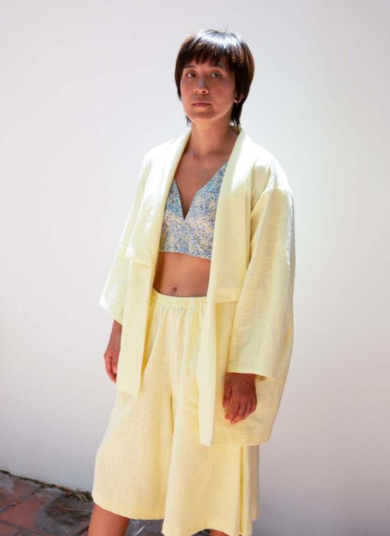  카렘 자켓 선샤인 칼라 랩 포켓 재킷 라이트 옐로우 - KAAREM