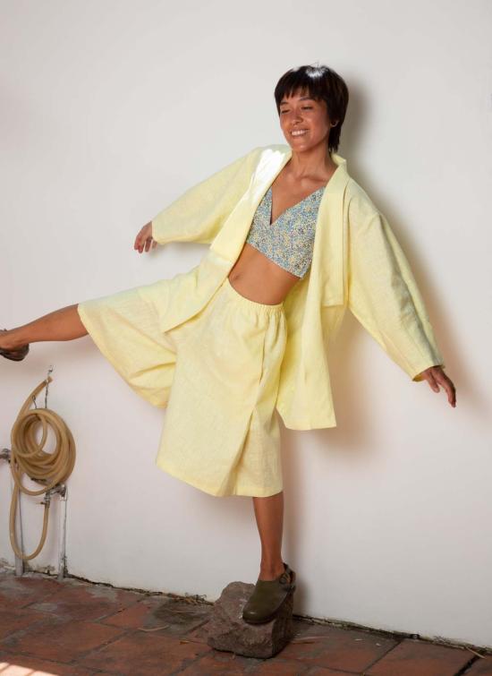  카렘 자켓 선샤인 칼라 랩 포켓 재킷 라이트 옐로우