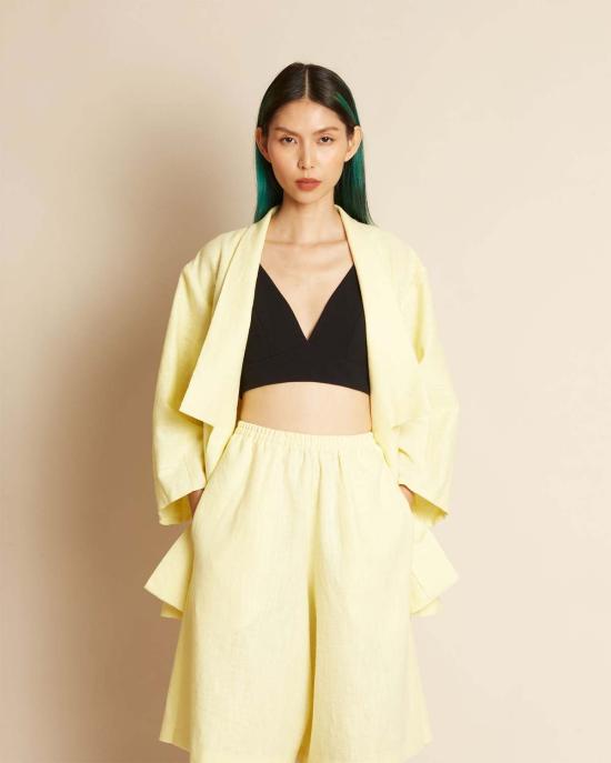  카렘 자켓 선샤인 칼라 랩 포켓 재킷 라이트 옐로우 - KAAREM