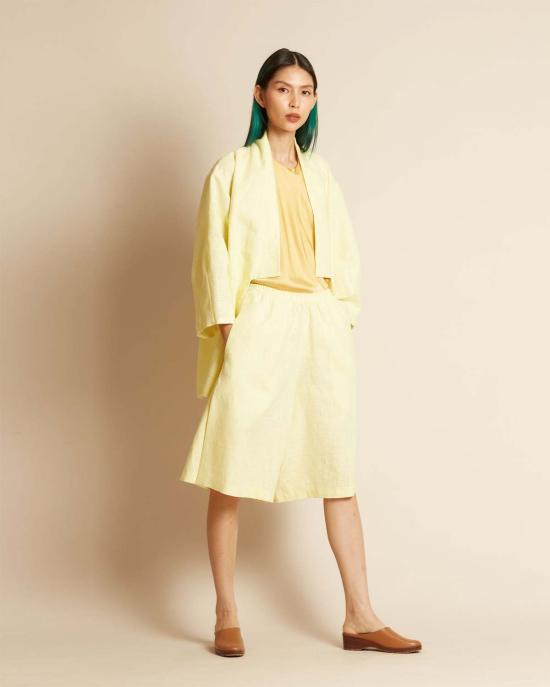  카렘 자켓 선샤인 칼라 랩 포켓 재킷 라이트 옐로우 - KAAREM