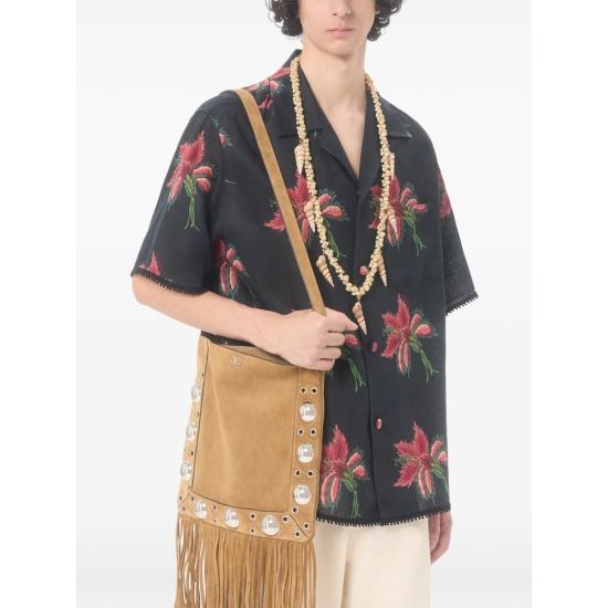26SS 발렌티노 가라바니 파피에 플로럴 프린트 린넨 볼링 셔츠 8V3AAN11BA7 D5Y BLUE RED - VALENTINO GARAVANI