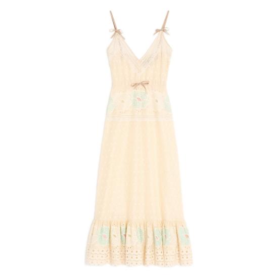 26SS 발렌티노 가라바니 미디 원피스 8B3VAJL5A2A A45 YELLOW