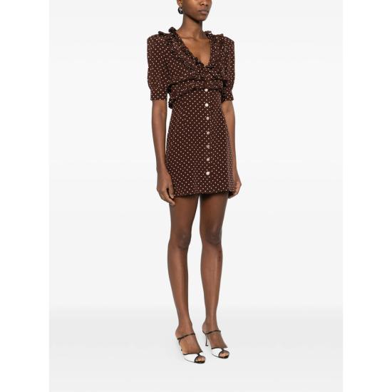 26SS 알레산드라리치 숏 원피스 FABX4297 F4686 1659 BROWN WHITE - ALESSANDRA RICH