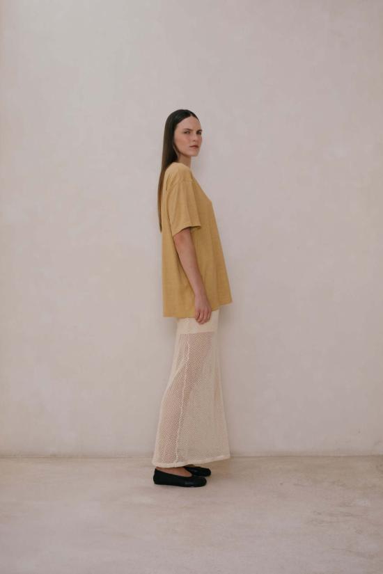  at Dawn. 롱 스커트 새벽에. 메시  오프 화이트/블랙 - OTHER BRANDS