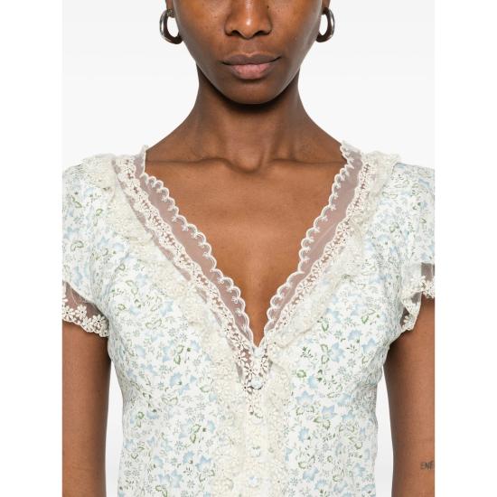 26SS 에르마노 설비노 미디 원피스 D482Q345APXWE S4837 WHITE BLUE - ERMANNO SCERVINO