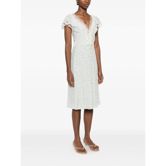 26SS 에르마노 설비노 미디 원피스 D482Q345APXWE S4837 WHITE BLUE - ERMANNO SCERVINO