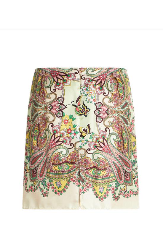  에트로 숏 스커트 프린트 새틴 미니 스커트 화이트 - ETRO