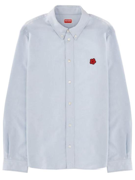  겐조 긴팔 셔츠 보케 플라워 로고 셔츠 블루