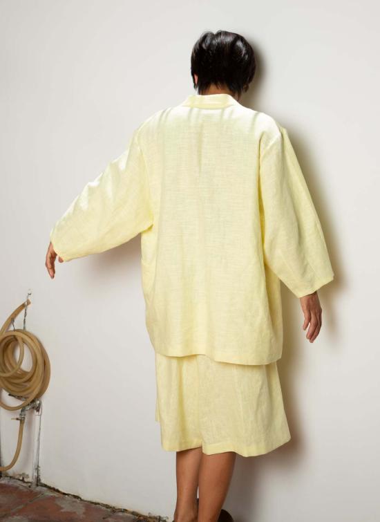  KAAREM 숏팬츠 카렘 샌드 플리츠 니하이 쇼츠 (엘라스틱 허리, 연노랑) - OTHER BRANDS