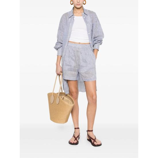 26SS 브루넬로 쿠치넬리 숏팬츠 MH745RH299 C001 WHITE BLUE - BRUNELLO CUCINELLI