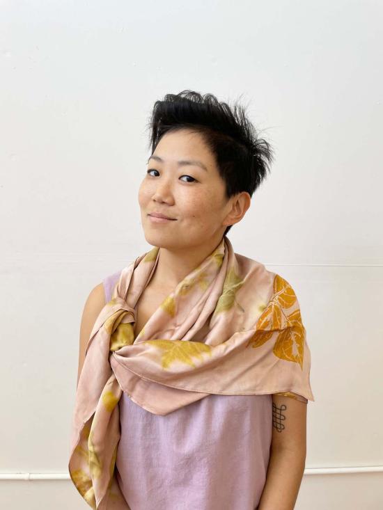  Happy French Gang 머플러/스카프 해피프렌치갱 에코프린팅 실크 스카프 핑크 - OTHER BRANDS