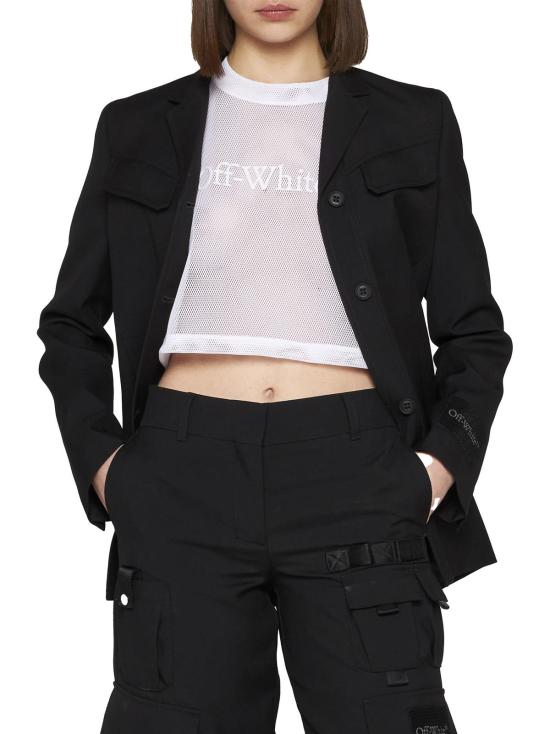  오프화이트 수트 자켓 울 싱글 브레스트 블레이저 블랙 - OFF WHITE