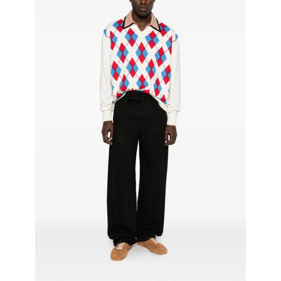 26SS 드리스 반 노튼 스웨터 3730 021237 001 WHITE BLUE - DRIES VAN NOTEN
