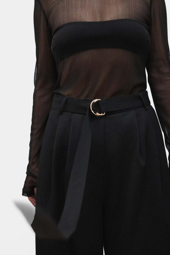  실크 런드리 스트레이트 팬츠 실크 세탁용 울 바지 블랙 - SILK LAUNDRY