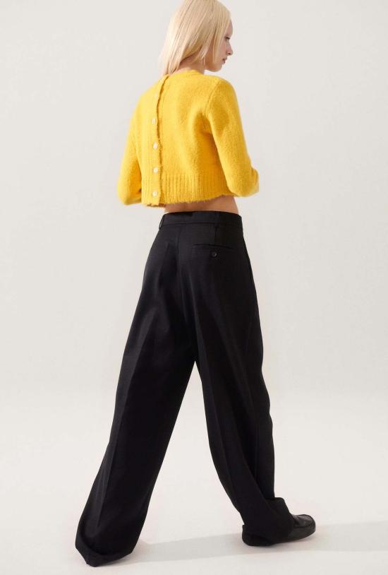  실크 런드리 스트레이트 팬츠 실크 세탁용 울 바지 블랙 - SILK LAUNDRY