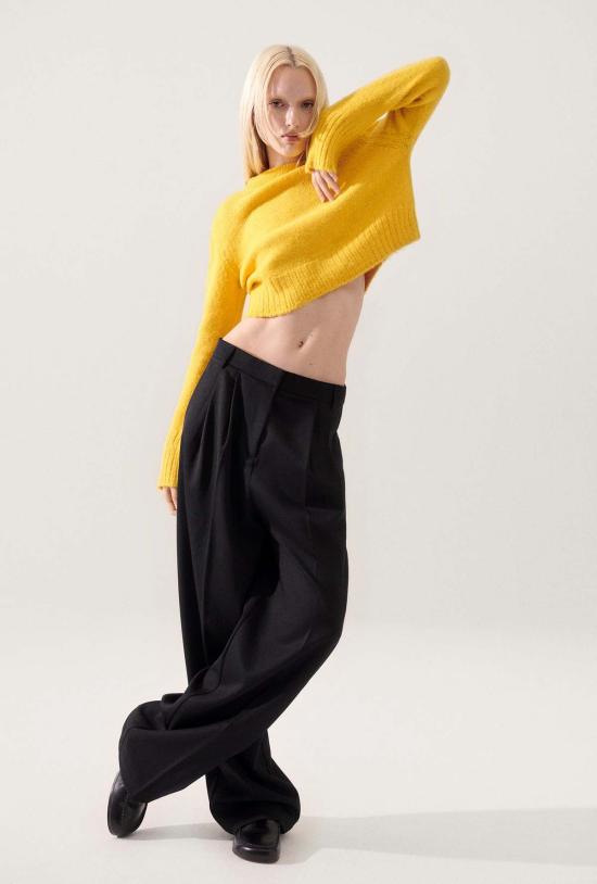  실크 런드리 스트레이트 팬츠 실크 세탁용 울 바지 블랙 - SILK LAUNDRY