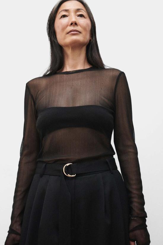  실크 런드리 스트레이트 팬츠 실크 세탁용 울 바지 블랙 - SILK LAUNDRY