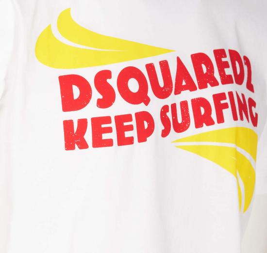  디스퀘어드2 반팔 티셔츠 Dsquared2 D2 Keep Surfing Cool 티셔츠 화이트 - DSQUARED2