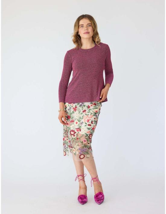  린제이 니콜라스 뉴욕 블라우스 린지 니콜라스 뉴욕 디스코 글리터 브레이슬릿 슬리브 탑 핑크 - LINDSAY NICHOLAS NEW YORK