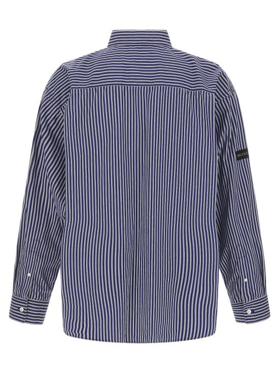  발렌시아가 긴팔 셔츠 스트라이프 셔츠 네이비/화이트 - BALENCIAGA