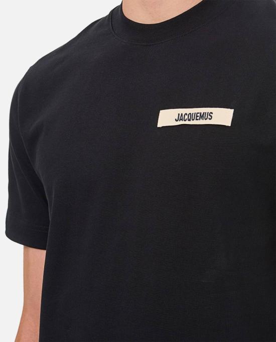 자크뮈스 반팔 티셔츠 그로스 그레인 코튼 티셔츠 블랙 - JACQUEMUS