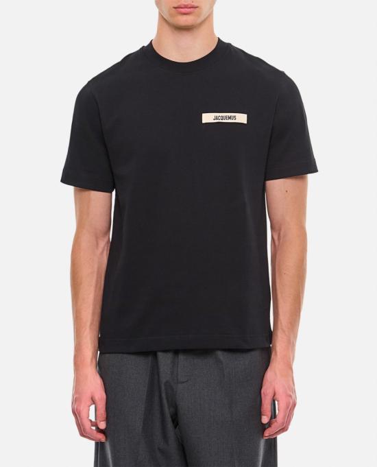  자크뮈스 반팔 티셔츠 그로스 그레인 코튼 티셔츠 블랙