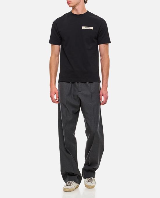  자크뮈스 반팔 티셔츠 그로스 그레인 코튼 티셔츠 블랙 - JACQUEMUS