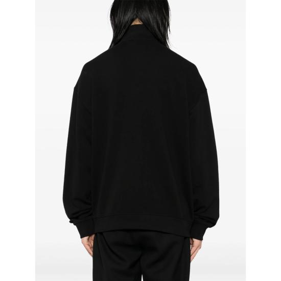 26SS 휴고보스 지퍼넥 로고 코튼 테리 로고 스웨트셔츠 50525881 001 BLACK - HUGO BOSS