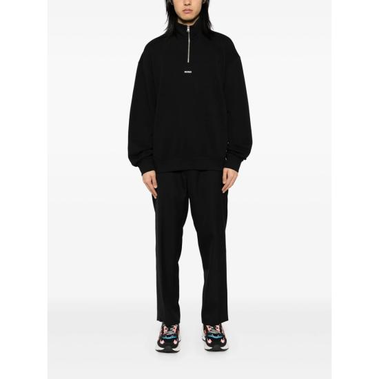 26SS 휴고보스 지퍼넥 로고 코튼 테리 로고 스웨트셔츠 50525881 001 BLACK - HUGO BOSS