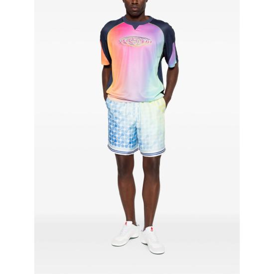 26SS 카사블랑카 숏팬츠 SS26 TR 399 02 OPTIC BLUE YELLOW - CASABLANCA