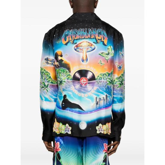 26SS 카사블랑카 긴팔 셔츠 SS26 SH 006 04 INNOC BLACK BLUE - CASABLANCA