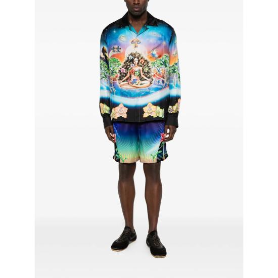 26SS 카사블랑카 긴팔 셔츠 SS26 SH 006 04 INNOC BLACK BLUE - CASABLANCA