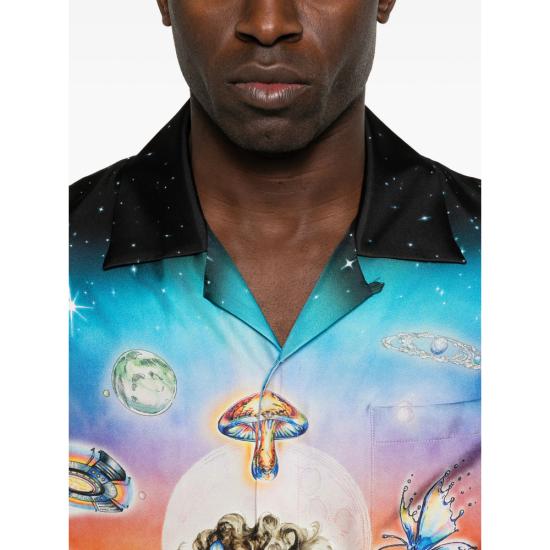 26SS 카사블랑카 긴팔 셔츠 SS26 SH 006 04 INNOC BLACK BLUE - CASABLANCA