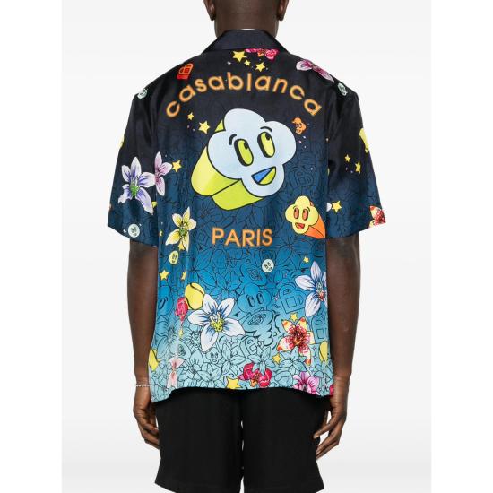 26SS 카사블랑카 반팔 셔츠 SS26 SH 003 03 GRAFF BLACK BLUE - CASABLANCA