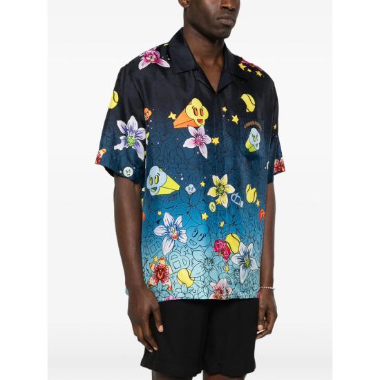 26SS 카사블랑카 반팔 셔츠 SS26 SH 003 03 GRAFF BLACK BLUE - CASABLANCA