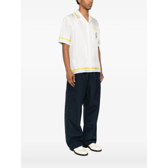 26SS 카사블랑카 반팔 셔츠 SS26 SH 003 04 FLOWE WHITE BLUE - CASABLANCA