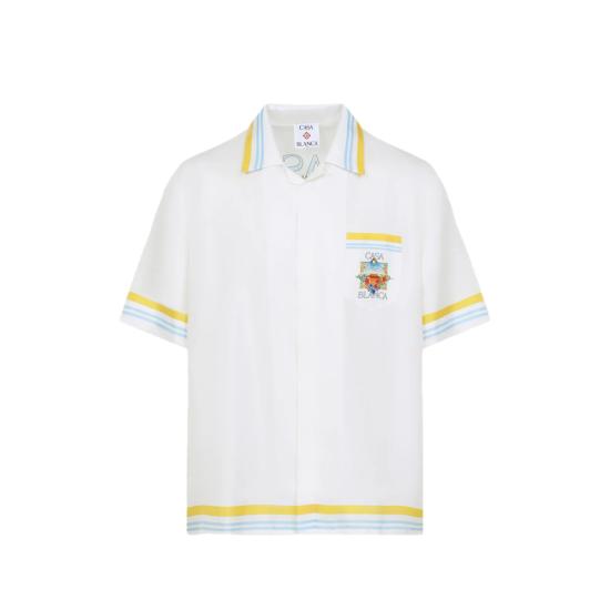 26SS 카사블랑카 반팔 셔츠 SS26 SH 003 04 FLOWE WHITE BLUE