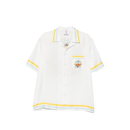 26SS 카사블랑카 반팔 셔츠 SS26 SH 003 04 FLOWE WHITE BLUE