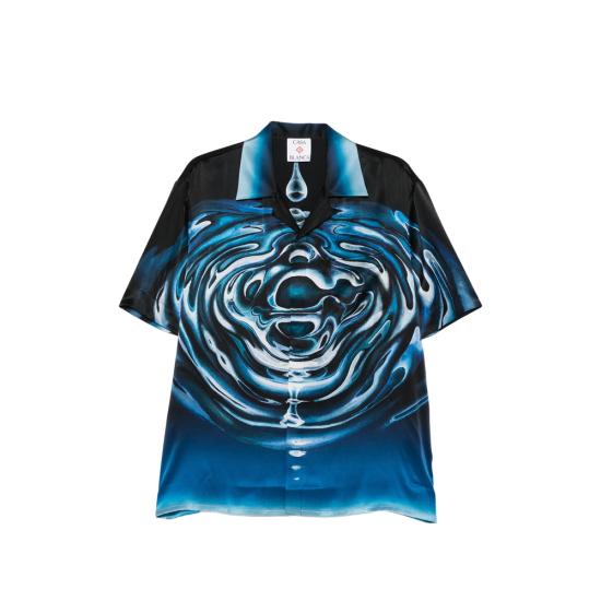 26SS 카사블랑카 반팔 셔츠 SP26 SH 003 08 WARLO BLUE BLACK