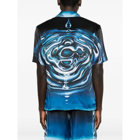 26SS 카사블랑카 반팔 셔츠 SP26 SH 003 08 WARLO BLUE BLACK - CASABLANCA