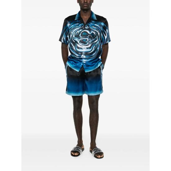 26SS 카사블랑카 반팔 셔츠 SP26 SH 003 08 WARLO BLUE BLACK - CASABLANCA