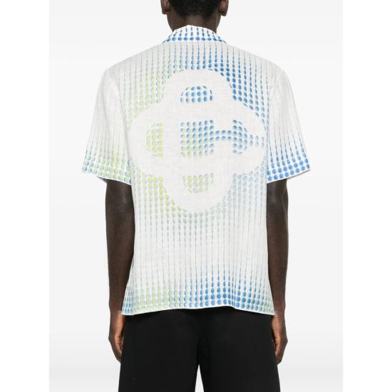 26SS 카사블랑카 반팔 셔츠 SP26 SH 003 05 DOTS WHITE BLUE - CASABLANCA