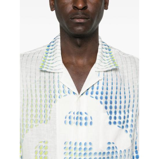 26SS 카사블랑카 반팔 셔츠 SP26 SH 003 05 DOTS WHITE BLUE - CASABLANCA